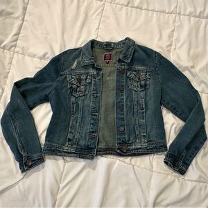 Women’s Boom Boom Jacket, Distressed. Green Blue color. Small.